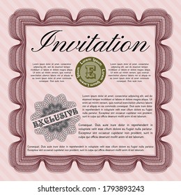 Red Retro vintage invitation template. Nice design. Easy to print. Detailed. 