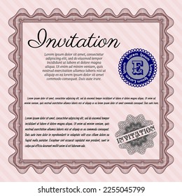 Red Retro vintage invitation template. Elegant design. With guilloche pattern and background. Customizable, Easy to edit and change colors. 