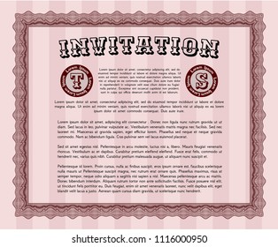 Red Retro vintage invitation. Vector illustration. With complex background. Good design. 