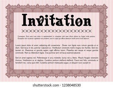 Red Retro vintage invitation. Vector illustration. With quality background. Money Pattern. 