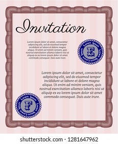 Red Retro vintage invitation. Vector illustration. Complex background. Modern design. 