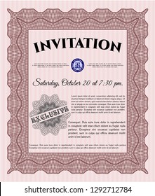 Red Retro vintage invitation. Vector illustration. Printer friendly. Lovely design. 