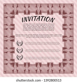 Red Retro vintage invitation. Vector illustration. With quality background. Perfect design. 