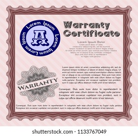 Red Retro Vintage Warranty Certificate Complex Stock Vector (royalty 