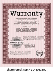 Red Retro vintage Warranty Certificate. Money Pattern design. With complex linear background. Vector illustration. 