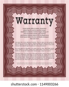 Red Retro vintage Warranty Certificate. Money Pattern design. Detailed. With linear background. 