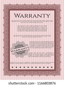 Red Retro vintage Warranty Certificate. With quality background. Superior design. Vector illustration. 