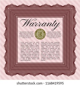 Red Retro vintage Warranty Certificate. Easy to print. Customizable, Easy to edit and change colors. Modern design. 