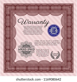 Red Retro vintage Warranty Certificate. Customizable, Easy to edit and change colors. With quality background. Lovely design. 