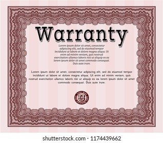 Red Retro vintage Warranty Certificate. Sophisticated design. Customizable, Easy to edit and change colors. With quality background. 