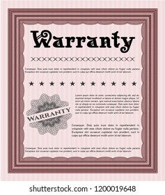 Red Retro vintage Warranty Certificate. Good design. Detailed. With background. 