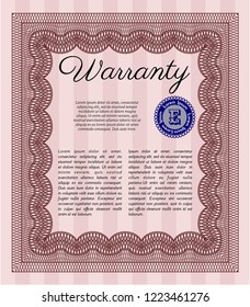 Red Retro vintage Warranty Certificate. Modern design. Customizable, Easy to edit and change colors. With quality background. 