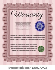 Red Retro vintage Warranty Certificate. Good design. Customizable, Easy to edit and change colors. With guilloche pattern and background. 