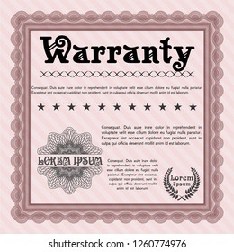 Red Retro vintage Warranty Certificate. Good design. Customizable, Easy to edit and change colors. With guilloche pattern. 