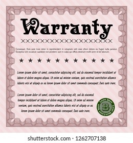 Red Retro vintage Warranty Certificate. Retro design. Printer friendly. Customizable, Easy to edit and change colors. 