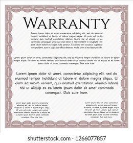 Red Retro vintage Warranty Certificate. Printer friendly. Money Pattern. Detailed. 