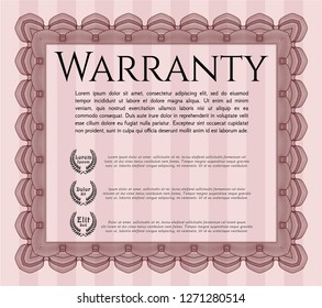 Red Retro vintage Warranty Certificate. With guilloche pattern and background. Vector illustration. Excellent design. 