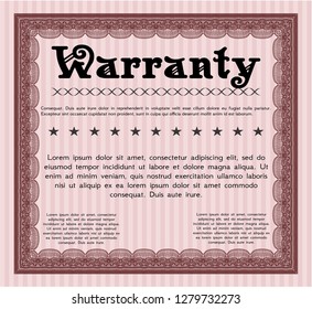 Red Retro vintage Warranty Certificate. Modern design. With complex background. Customizable, Easy to edit and change colors. 