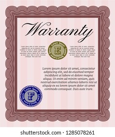 Red Retro vintage Warranty Certificate. Superior design. Customizable, Easy to edit and change colors. Printer friendly. 