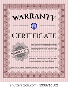 Red Retro vintage Warranty Certificate. With quality background. Customizable, Easy to edit and change colors. Lovely design. 