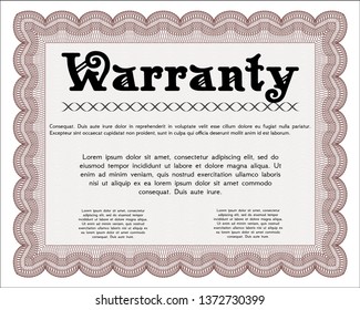 Red Retro vintage Warranty Certificate. Money design. Customizable, Easy to edit and change colors. Printer friendly. 