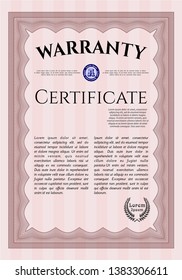 Red Retro vintage Warranty Certificate. Beauty design. Customizable, Easy to edit and change colors. With quality background. 