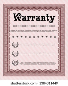 Red Retro vintage Warranty Certificate. Customizable, Easy to edit and change colors. With guilloche pattern. Money design. 