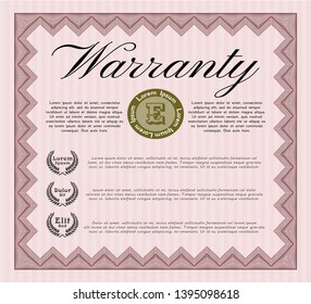 Red Retro vintage Warranty Certificate. Cordial design. Easy to print. Customizable, Easy to edit and change colors. 