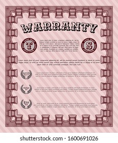 Red Retro vintage Warranty Certificate. Beauty design. Customizable, Easy to edit and change colors. With background. 