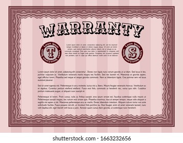 Certificado de garantía retro. Diseño superior. Fácil de imprimir. Personalizable, Fácil de editar y cambiar de color. 
