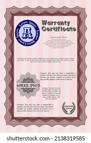 Red Retro vintage Warranty Certificate template. Excellent design.  Printer friendly.   