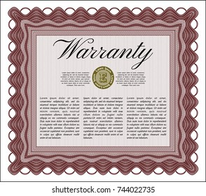 Red Retro vintage Warranty Certificate. Retro design. Customizable, Easy to edit and change colors. Easy to print. 