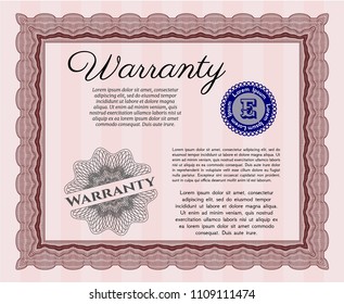 Red Retro Warranty Certificate template. Easy to print. Detailed. Superior design. 