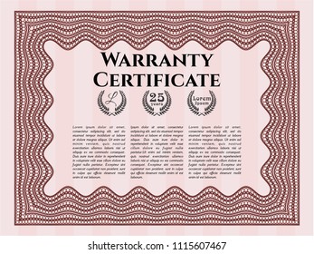 Red Retro Warranty Certificate template. Customizable, Easy to edit and change colors. With background. Money style design. 