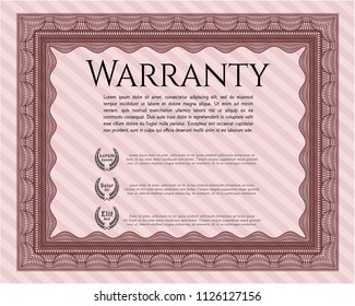 Red Retro Warranty Certificate template. Complex background. Customizable, Easy to edit and change colors. Beauty design. 