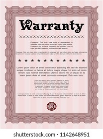 Red Retro Warranty Certificate template. Retro design. With great quality guilloche pattern. Customizable, Easy to edit and change colors. 