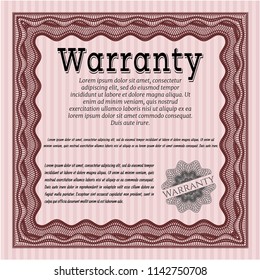 Red Retro Warranty Certificate template. Retro design. With guilloche pattern. Vector illustration. 