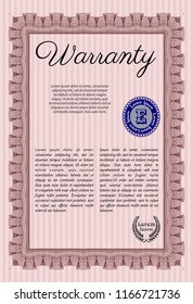 Red Retro Warranty Certificate template. Customizable, Easy to edit and change colors. With great quality guilloche pattern. Excellent design. 