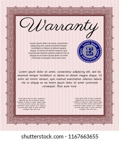 Red Retro Warranty Certificate template. With guilloche pattern. Cordial design. Customizable, Easy to edit and change colors. 