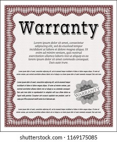 Red Retro Warranty Certificate template. With linear background. Nice design. Customizable, Easy to edit and change colors. 