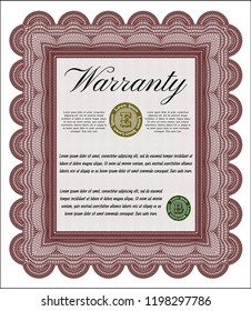 Red Retro Warranty Certificate template. Customizable, Easy to edit and change colors. Easy to print. Excellent design. 