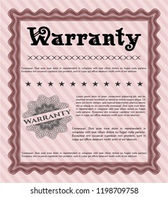Red Retro Warranty Certificate template. With quality background. Money Pattern design. Vector illustration. 
