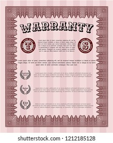 Red Retro Warranty Certificate template. Easy to print. Modern design. Customizable, Easy to edit and change colors. 