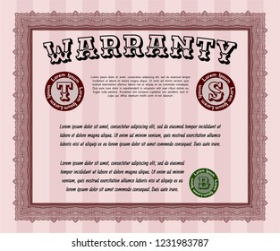 Red Retro Warranty Certificate template. Superior design. With quality background. Customizable, Easy to edit and change colors. 