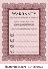 Red Retro Warranty Certificate template. With guilloche pattern. Customizable, Easy to edit and change colors. Money Pattern design. 