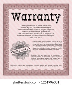 Red Retro Warranty Certificate template. Perfect design. With great quality guilloche pattern. Vector illustration. 