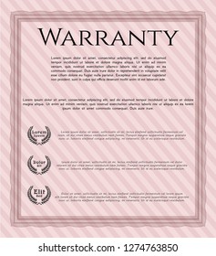 Red Retro Warranty Certificate template. Good design. Vector illustration. With great quality guilloche pattern. 