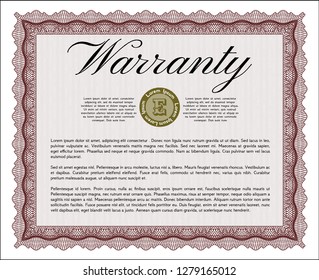 Red Retro Warranty Certificate template. Easy to print. Detailed. Perfect design. 