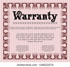 Red Retro Warranty Certificate template. Superior design. With great quality guilloche pattern. Customizable, Easy to edit and change colors. 