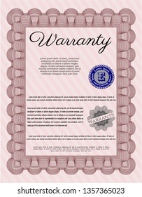 Red Retro Warranty Certificate template. With complex background. Retro design. Customizable, Easy to edit and change colors. 